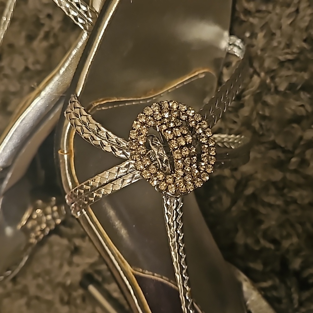Silver and Rhinestone Shoes - Picture 3 of 5
